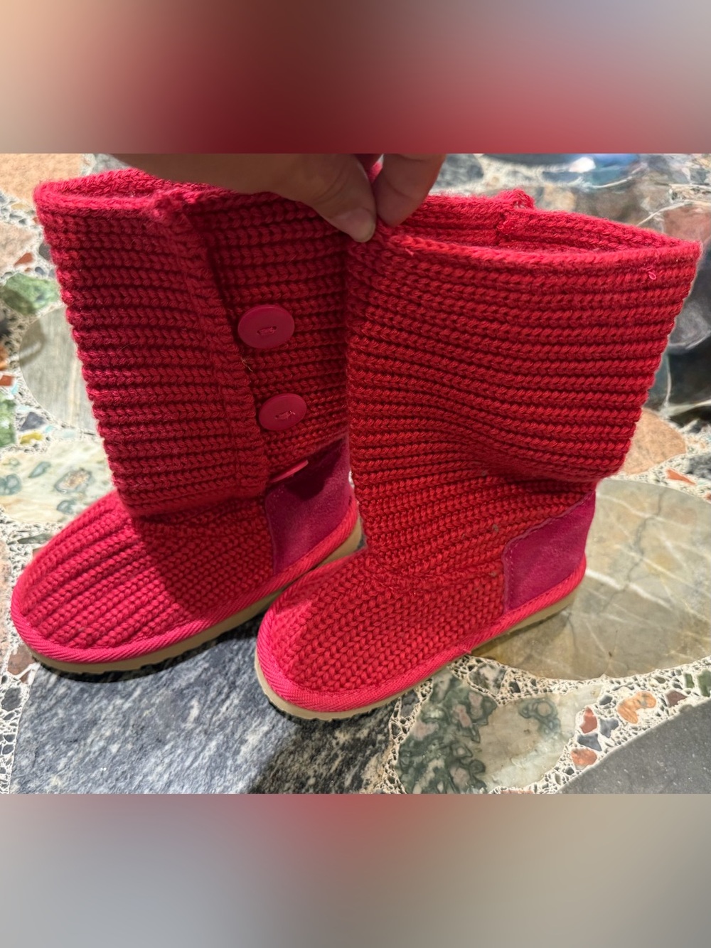 The Children's Place Red Knit Button Toddler Boots